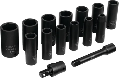 Vista 2 de Performance Tool M797 - Juego de 15 piezas de impacto SAE de 1/2 pulgada, kit de herramientas resistentes de grado profesional para uso automotriz e