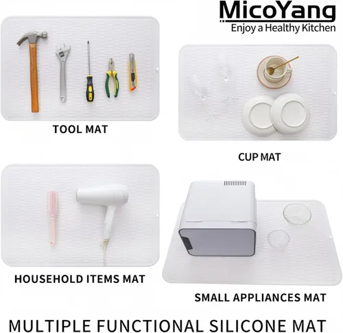 Vista 992 de MicoYang Alfombrilla de Silicona para Secar Platos de Múltiples Usos, Fácil de Limpiar, Ecológica, Alfombrilla de Silicona Resistente al Calor