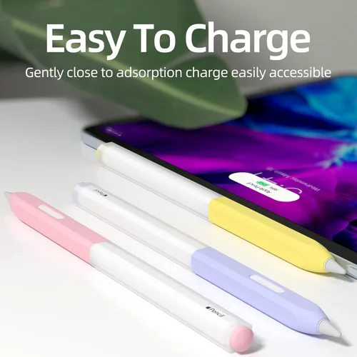 Vista 2 de Paquete de 3 estuches compatibles con Apple Pencil Pro/2ª generación, silicona translúcida, carga magnética [con 10 fundas de silicona]