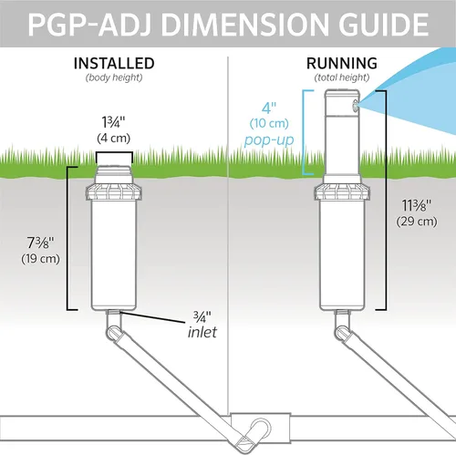 Vista 2 de Hunter PGP-ADJ Cabezal de Aspersor Rotor de 3/4", Arco Ajustable 40°-360°, Cabezal de Irrigación de Césped Pop-Up con Transmisión por Engranajes