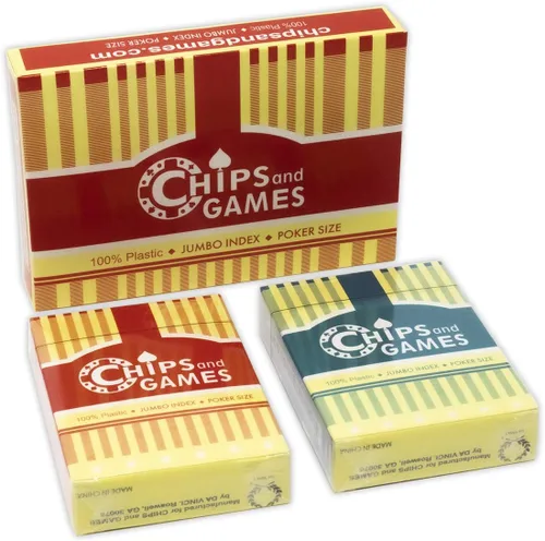 Vista 2 de 2 barajas de naipes impermeables 100% de plástico, tamaño de póquer (ancho), índice grande (Jumbo)