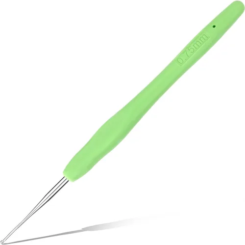 Vista 20 de Gancho de ganchillo de 0,5 mm, mango ergonómico para manos con artritis, agujas de tejer extra largas para principiantes y lana para ganchillo