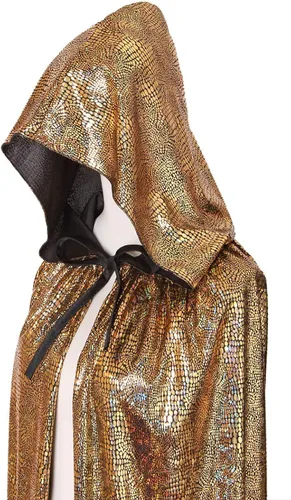 Vista 2 de GRACIN Capa de Halloween de longitud completa brillante con capucha para hombres y mujeres disfraz de Navidad Mardi Gras