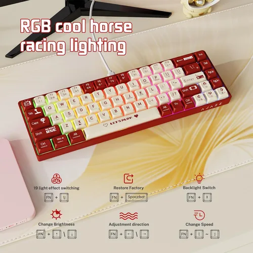 Vista 3 de AJAZZ AK680 Teclado mecánico para juegos y mouse Combo de teclas PBT intercambiables en caliente, teclas completas retroiluminadas RGB teclas