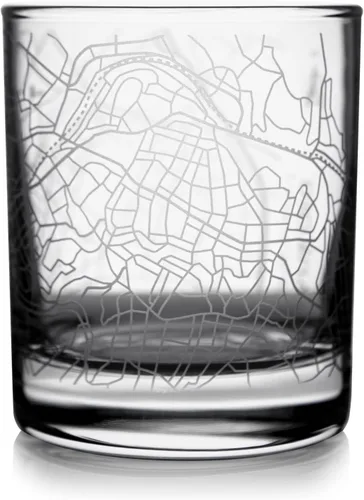 Ankara City Map Whiskey Glasses Set of 2, Rocks Glasses, 10 oz10.5 oz Old Fashioned Tumblers for Drinking Scotch Bourbon Whisky Cocktail Cognac