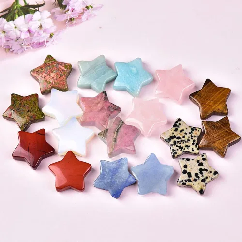 Vista 8 de JIC Gem 1.2 "Natural Sakura flor ágata estrella en forma de flor de cerezo ágata piedras de cristal a granel de piedras preciosas de estrella