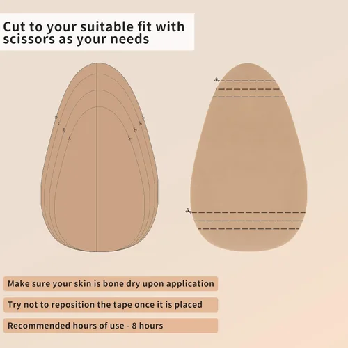 Vista 3 de Cinta adhesiva para sujetador, cinta adhesiva para pechos, 3 pares de cintas adhesivas para senos grandes A-G con empanadas para pezones Beige