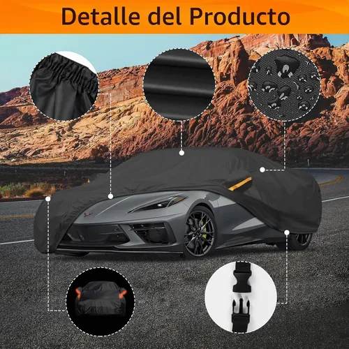 Vista 2 de Cubierta de coche con protección UV, resistente al viento, al polvo, a los arañazos, universal para exteriores
