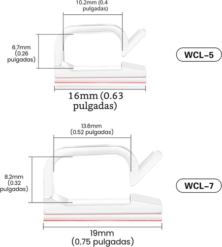 Vista 2 de 60 PIEZAS XHF Clips de Cable Adhesivos de 5/8” Transparentes, Clips para Luces de Navidad al Aire Libre, Organizador de Cables y Soporte para Cables