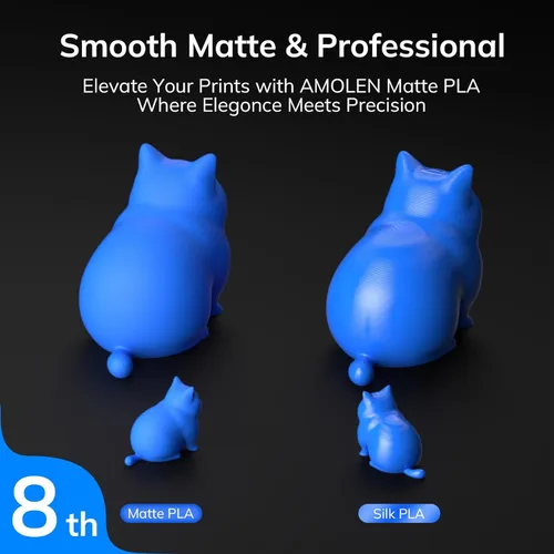 Vista 4 de AMOLEN Paquete de filamento PLA mate de 0.069 in, marrón chocolate, azul amolen, negro, verde oliva, 4 x 2.2 lbs