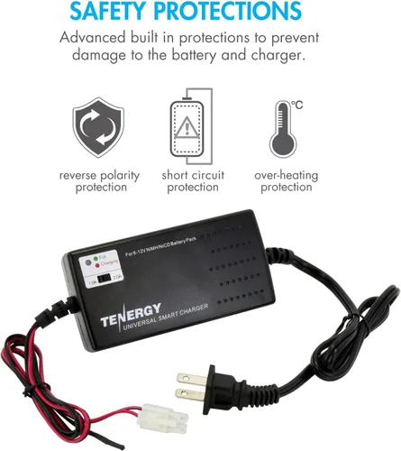 Vista 8 de Tenergy Batería y cargador de Airsoft de 9.6 V, batería NiMH Nunchuck de 2000 mAh con mini conector Tamiya para pistolas de Airsoft M249, M240B