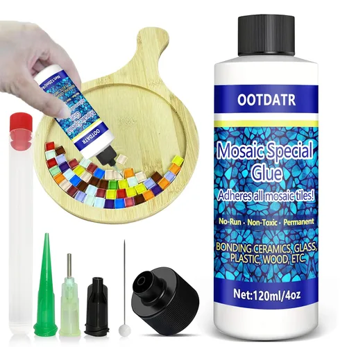Vista 6 de OOTDATR - Pegamento para mosaico, paquete de 2 adhesivos impermeables de 2.1 onzas líquidas para manualidades – No tóxico, secado transparente, sin