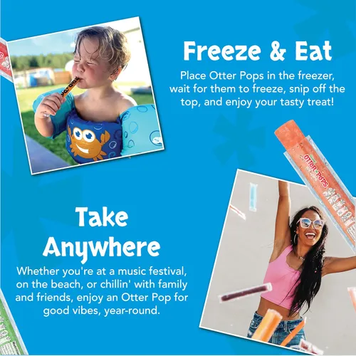 Vista 6 de Otter Pops, Paletas congeladoras originales surtidas, 1 onza congelada en seis sabores Zippy, 100 unidades, (85100)