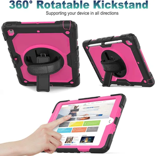 Vista 3 de SEYMAC stock Funda para iPad de 9ª/8ª/7ª generación de 10.2", a prueba de golpes con protector de pantalla, soporte para lápiz
