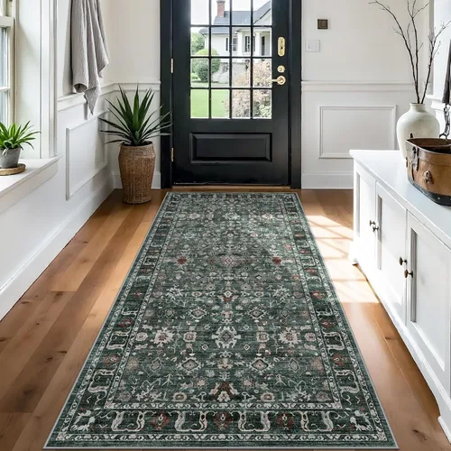 Vista 82 de Alfombra de pasillo lavable de 2 x 3: alfombras antideslizantes con parte trasera de goma, alfombra de cocina suave, alfombra pasillo estilo granja