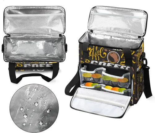 Vista 3 de Bolsa de transporte de viaje para cafetera, color amarillo, para café, compatible con Keurig K-Mini o Plus, portátil, con bolsillos para cápsulas