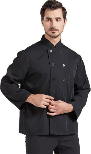 Nanxson Chaqueta de chef unisex de manga corta/larga Manga larga negra.