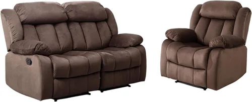 Vista 8 de EBELLO Juego de sofá reclinable manual, sofá reclinable clásico con brazos y respaldo sobrerellenos, incluye 1 silla reclinable, 1 sofá biplaza