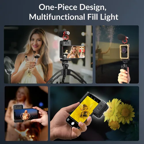 Vista 3 de Lente macro APEXEL de 15X para iPhone con luz de relleno LED, Samsung, teléfono Android, con clip de lente universal