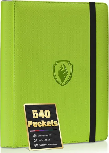 Vista 29 de Carpeta de tarjetas prémium con 9 bolsillos para 360 tarjetas, carpeta de tarjetas coleccionables de poliuretano resistente, álbum de colección