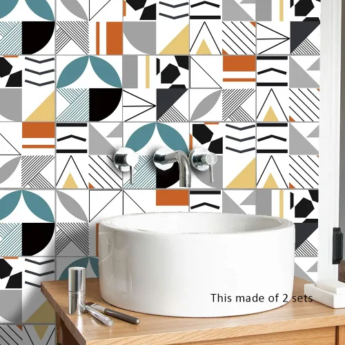 Vista 3 de Alwayspon 30 calcomanías de transferencia de azulejos de vinilo para despegar y pegar, 8 x 8 pulgadas, autoadhesivas de PVC para decoración de baño