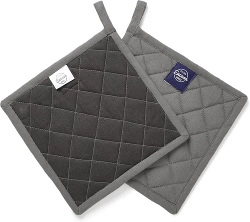 Vista 10 de Encasa XO Juego de 2 soportes para ollas de algodón resistentes al calor con lazo para colgar, azul azul, almohadilla térmica acolchada multiusos