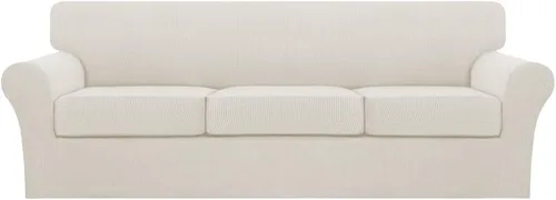 Vista 93 de Turquoize 2 fundas para sillas de sala de estar, funda de sofá con fundas de cojín individuales, funda de muebles para sillas (silla, beige biscotti)