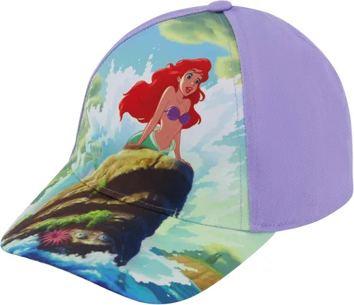 Disney Girls Baseball Cap, Princess and Little Mermaid Ariel Adjustable Kids Hat for Ages 4-7