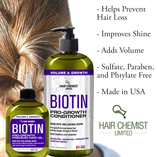 Vista 4 de Hair Chemist Biotin Pro-Growth - Aceite para el cabello de alta calidad, 7.1 oz.