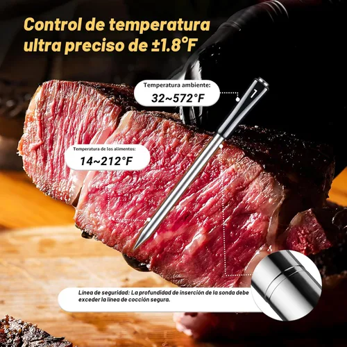 Vista 4 de Termómetro inalámbrico de carne con 4 sondas, Termómetro de carne INKBIRD WiFi digital inalámbrico para horno con parrilla rotisserie, Termómetro