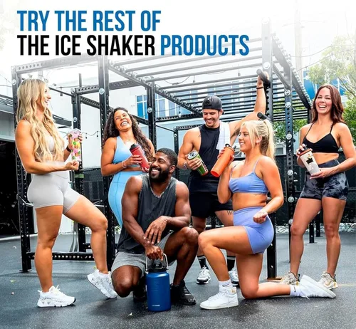 Vista 7 de Ice Shaker Botella Batidora Aislada de Acero Inoxidable 32 oz, Acero Inoxidable Fría por más de 30 horas Vaso Aislado con Agitador de Rosca