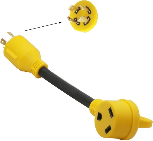Vista 9 de 30M30F Cable adaptador eléctrico para cámper de 30 A, de macho de 4 clavijas a hembra de 30 A y 12 pulgadas