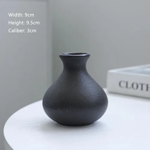 Vista 4 de Juego de 5 jarrones de cerámica negra, pequeños jarrones para flores, mini jarrones decorativos para bodas rústicas y decoración del hogar, centros