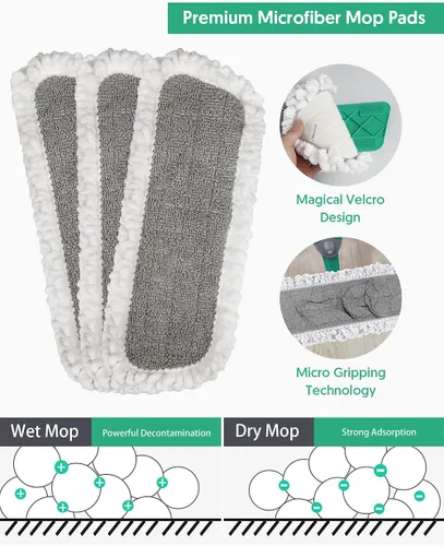 Vista 4 de Almohadillas reutilizables para mopa compatibles con Swiffer PowerMop, almohadillas de repuesto de microfibra de repuesto para trapeador
