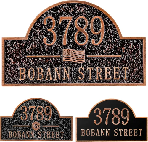 Vista 29 de Letrero de dirección fundido personalizado con número de casa, placa de dirección de casa de 12 pulgadas, letrero de número de Steet House