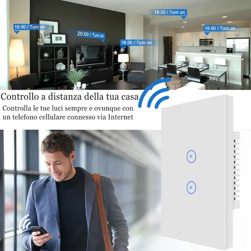 Vista 6 de Jinvoo Interruptor de luz táctil inteligente WiFi de pared, control remoto para teléfono inteligente, compatible con iOS y Android, con Alexa Echo