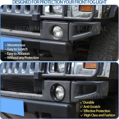 Vista 2 de Cubiertas de biseles para anillo de luz antiniebla para parachoques delantero, moldura para Hummer H2 2003-2009, accesorios protectores de lámpara