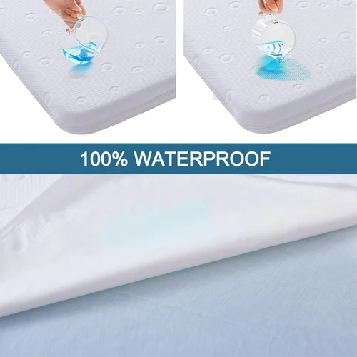 Vista 8 de Protector de colchón para moisés de bebé, 41 x 29 x 2 pulgadas, colchón de espuma viscoelástica de gel de doble cara con funda suave transpirable