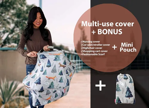 Vista 6 de Pobi Baby Premium - Funda multiusos para lactancia, fundas de asiento de auto para bebé, carrito de compras, silla alta y funda para lactancia