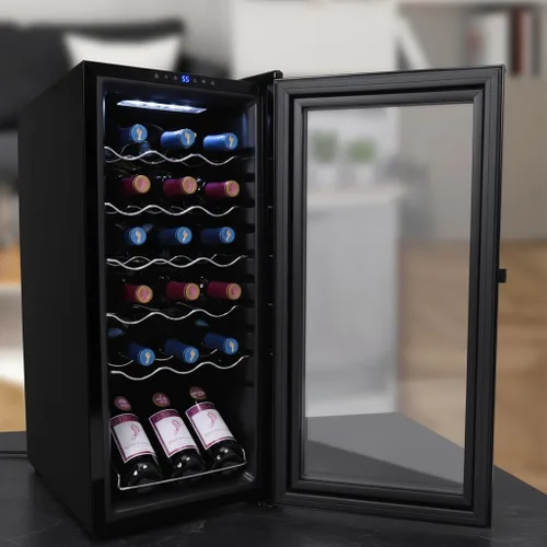 Vista 5 de Nutrichef Refrigerador de vino delgado de 18 botellas Enfriador de vino rojo y blanco Control de temperatura ajustable de 41 °F a 64 °F