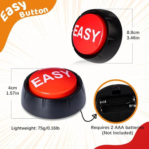 Vista 6 de MyMealivos Juguete de botón de zumbador fácil - Regalos de broma, adición de juegos, relleno de calcetines (fácil)