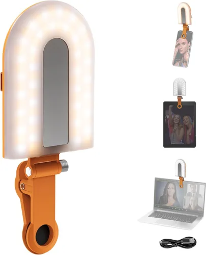 Vista 12 de NEEWER Versión de Nivel de Entrada Luz LED para Selfie, Clip de Plástico para Relleno de Luz en Teléfono para iPhone, 66 LEDs CRI92 Portátil