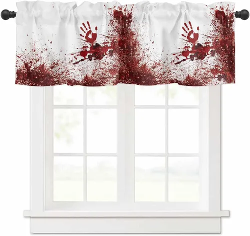 Vista 16 de Cenefas de verano para cocina, cafetería, cenefa de ventana con diseño de estrella de mar costera azul, 42 x 12 pulgadas, bolsillo para barra