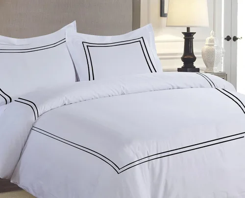 Vista 91 de BedDecor Lujoso juego de funda de edredón de algodón egipcio de 400 hilos, 1 pieza con hermoso bordado de 2 rayas