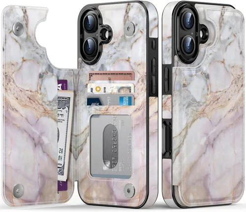 Vista 79 de LETO para iPhone 15 Pro Funda tipo cartera - Tapa tipo folio con patada - Diseños de moda - Tarjetero - Funda protectora para mujeres y niñas - 6.1