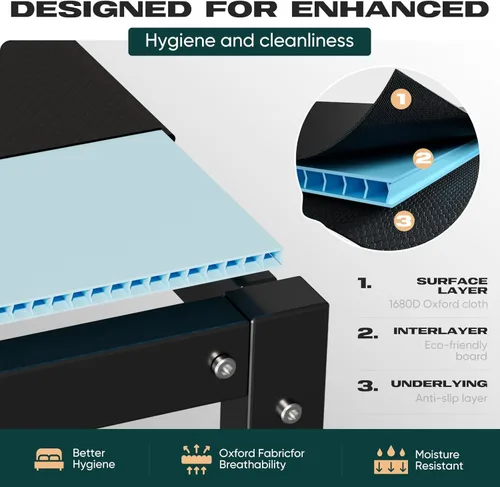 Vista 6 de Bunkie Board King (76 x 80) - Tableros de plástico hueco de 0.394 in para debajo del colchón, soporte resistente, transpirable, perfil bajo
