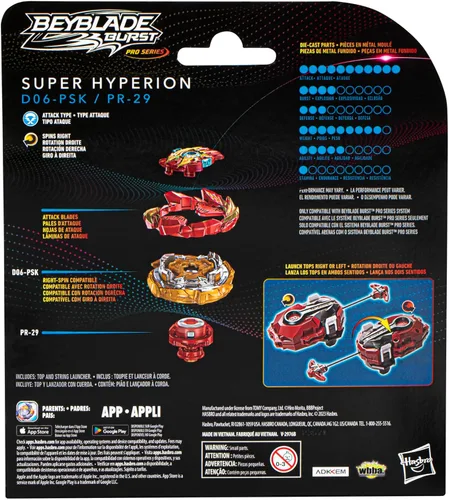 Vista 4 de Beyblade Burst Pro Series Super Hyperion - Lanzador de cuerdas para niños y niñas de 8 años