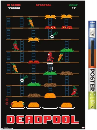 Vista 15 de Trends International Marvel Comics Deadpool - Póster de pared de juego, 22.4 pulgadas de largo x 14.7 pulgadas, versión enmarcada de madera