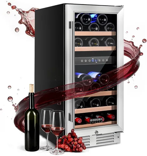 Vista 10 de BODEGA 24 Inch Wine Fridge, 46 Bottle, 41–72°F, Dual-Zone Temp Control. Compressor wine cooler , UV-Block Glass Door , Quiet <45dB , Built-in or