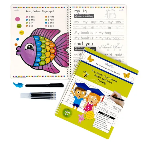 Vista 4 de Práctica de escritura ranurada mágica para niños, actividades de aprendizaje preescolar, libros de rastreo para edades de 3 a 5, 6 a 8 años